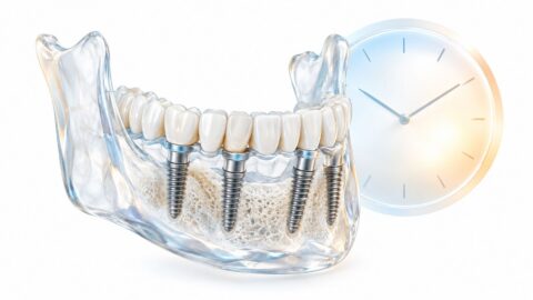 Diagram of All on 4 dental implants illustrating the recovery timeline for patients in Las