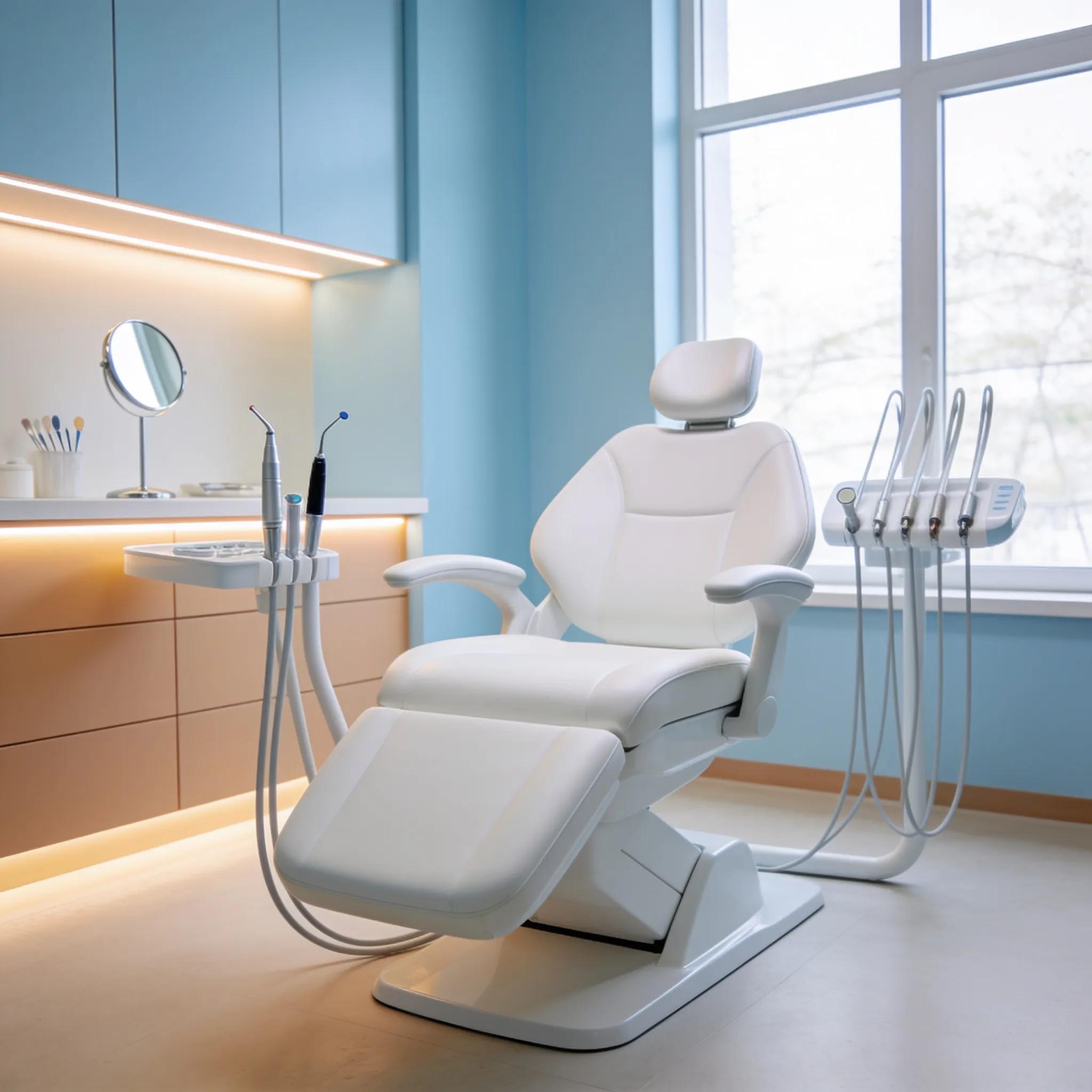 Bright dental clinic interior showcasing modern cosmetic dentistry elements.