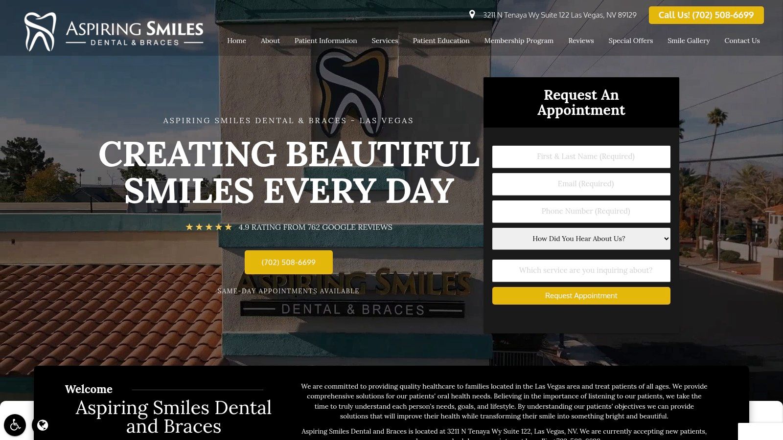 Screenshot from https://aspiringsmileslasvegas.com