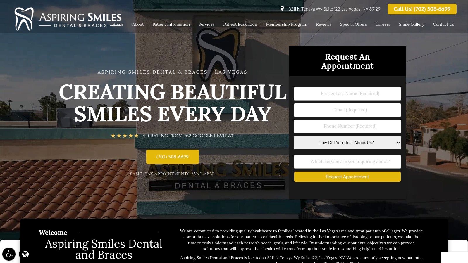 Screenshot from https://aspiringsmileslasvegas.com