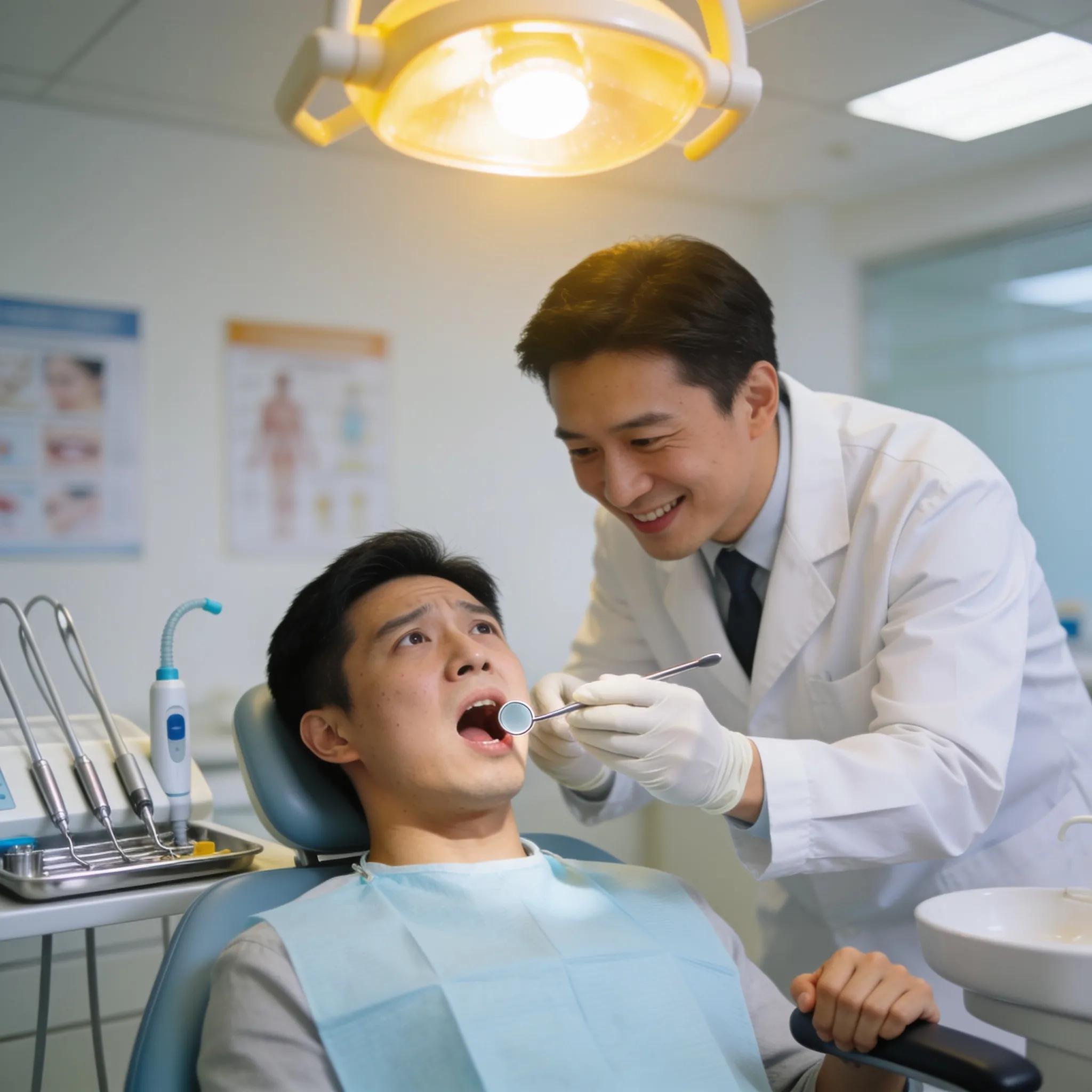 Concerned patient receiving urgent dental care from a dentist, illustrating emergency dental services available