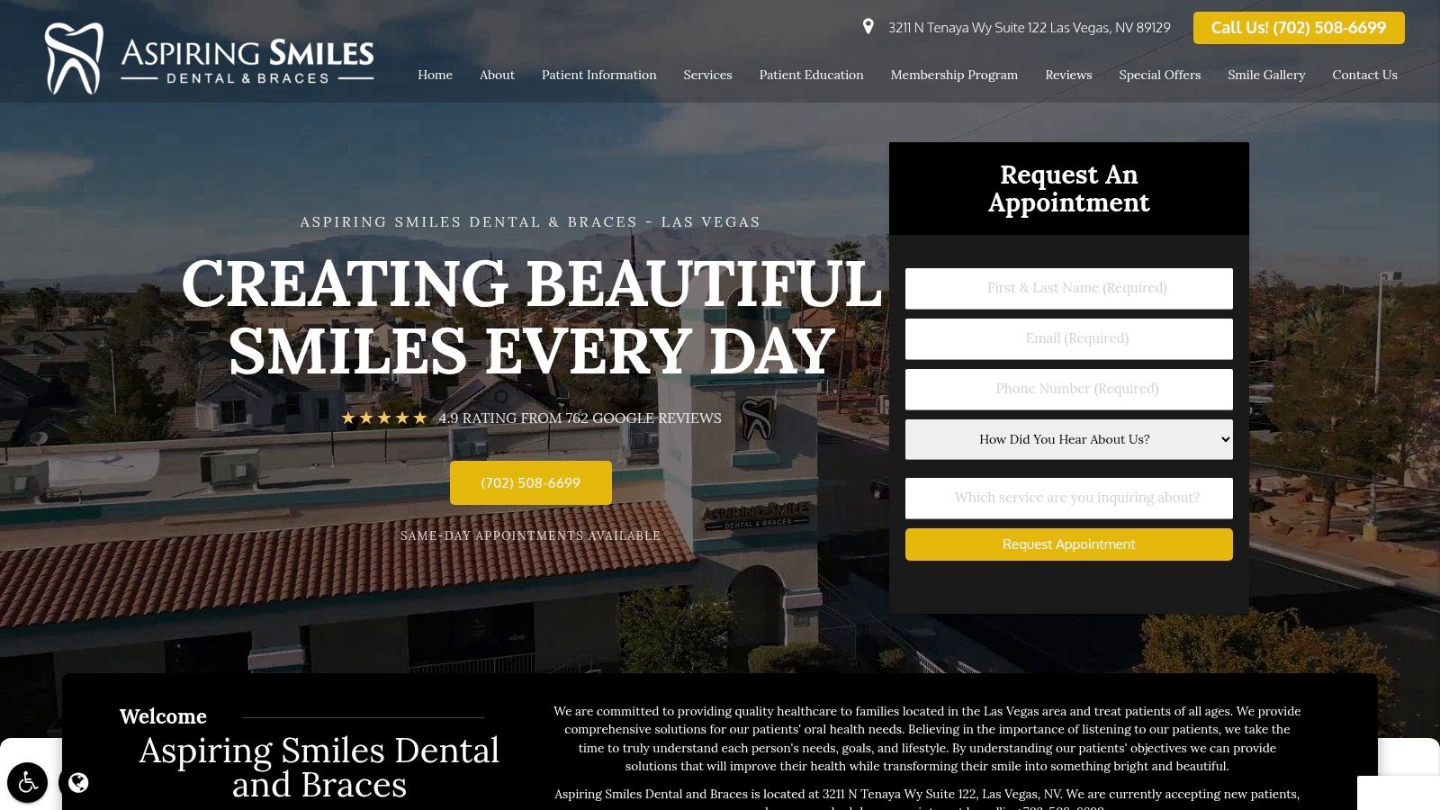 Screenshot from https://aspiringsmileslasvegas.com/