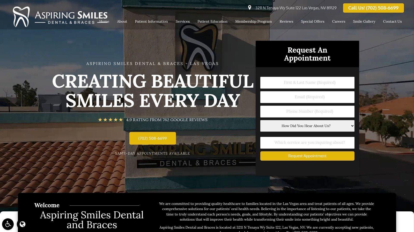 Screenshot from https://aspiringsmileslasvegas.com